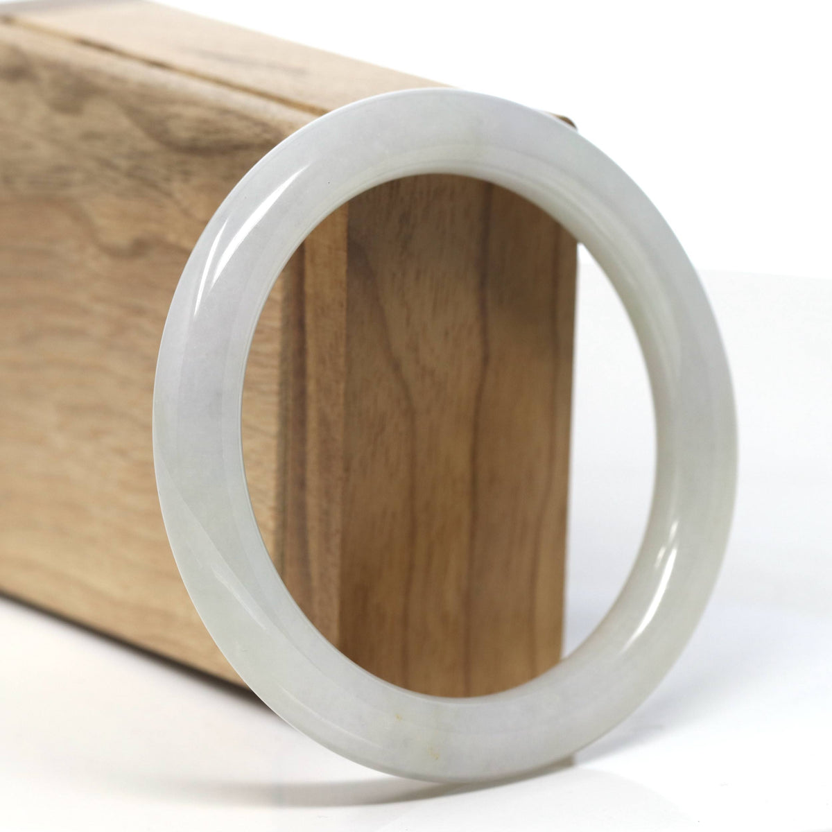 "Classic Round" Ice Jadeite Jade Bangle (58.1mm) #T918