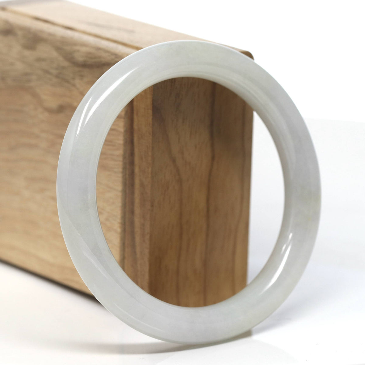 "Classic Round" Ice Jadeite Jade Bangle (58.1mm) #T918