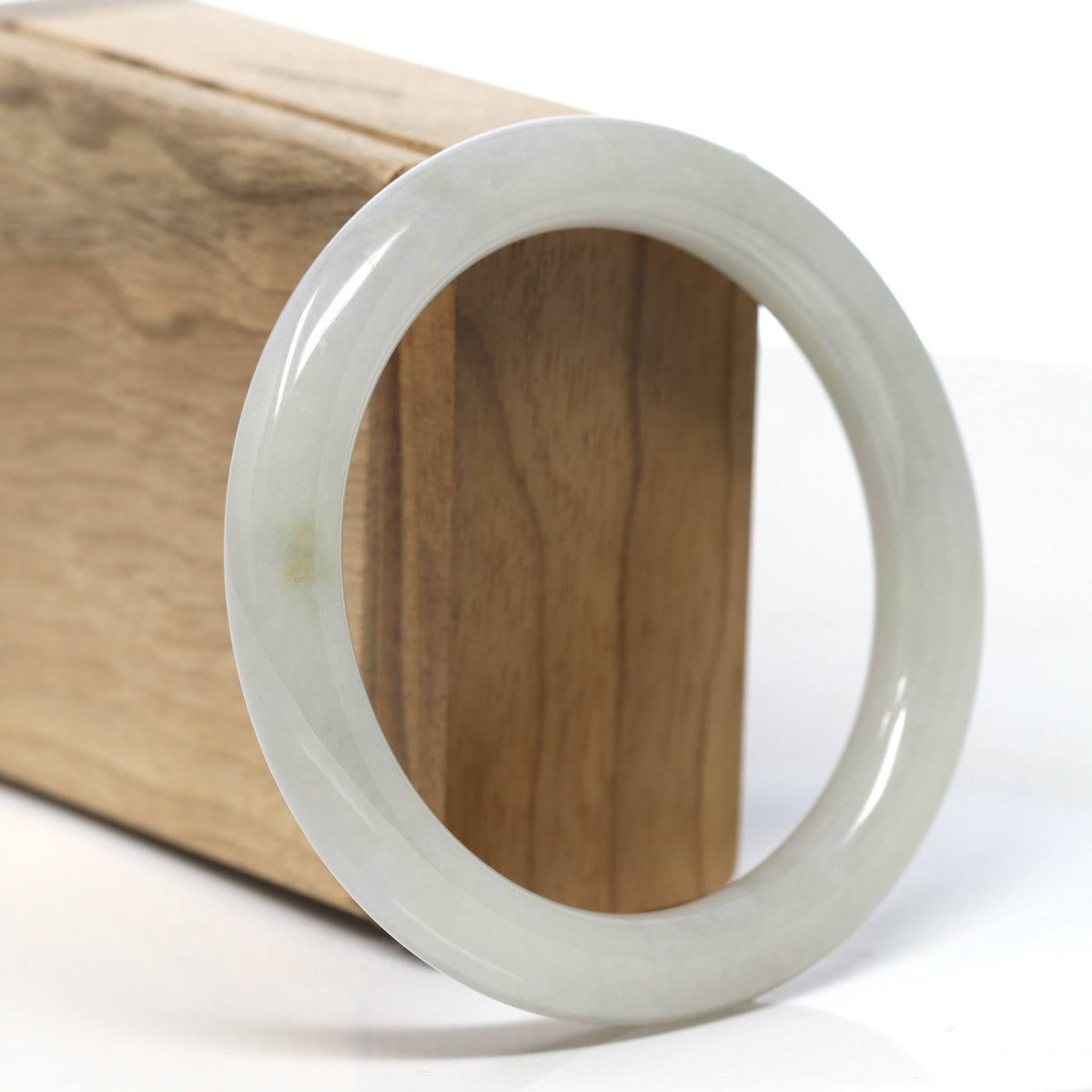 "Classic Round" Ice Jadeite Jade Bangle (58.1mm) #T918