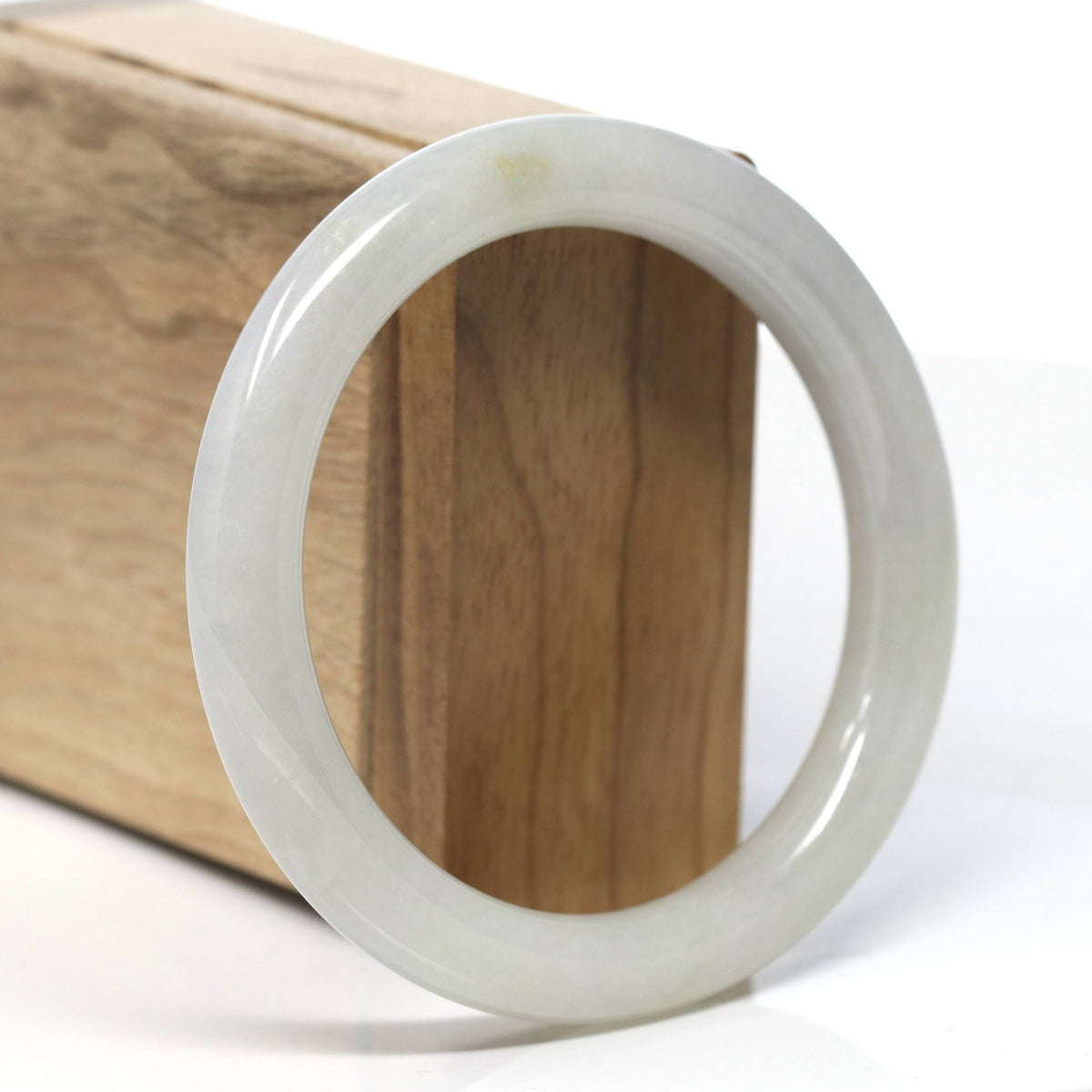 "Classic Round" Ice Jadeite Jade Bangle (58.1mm) #T918