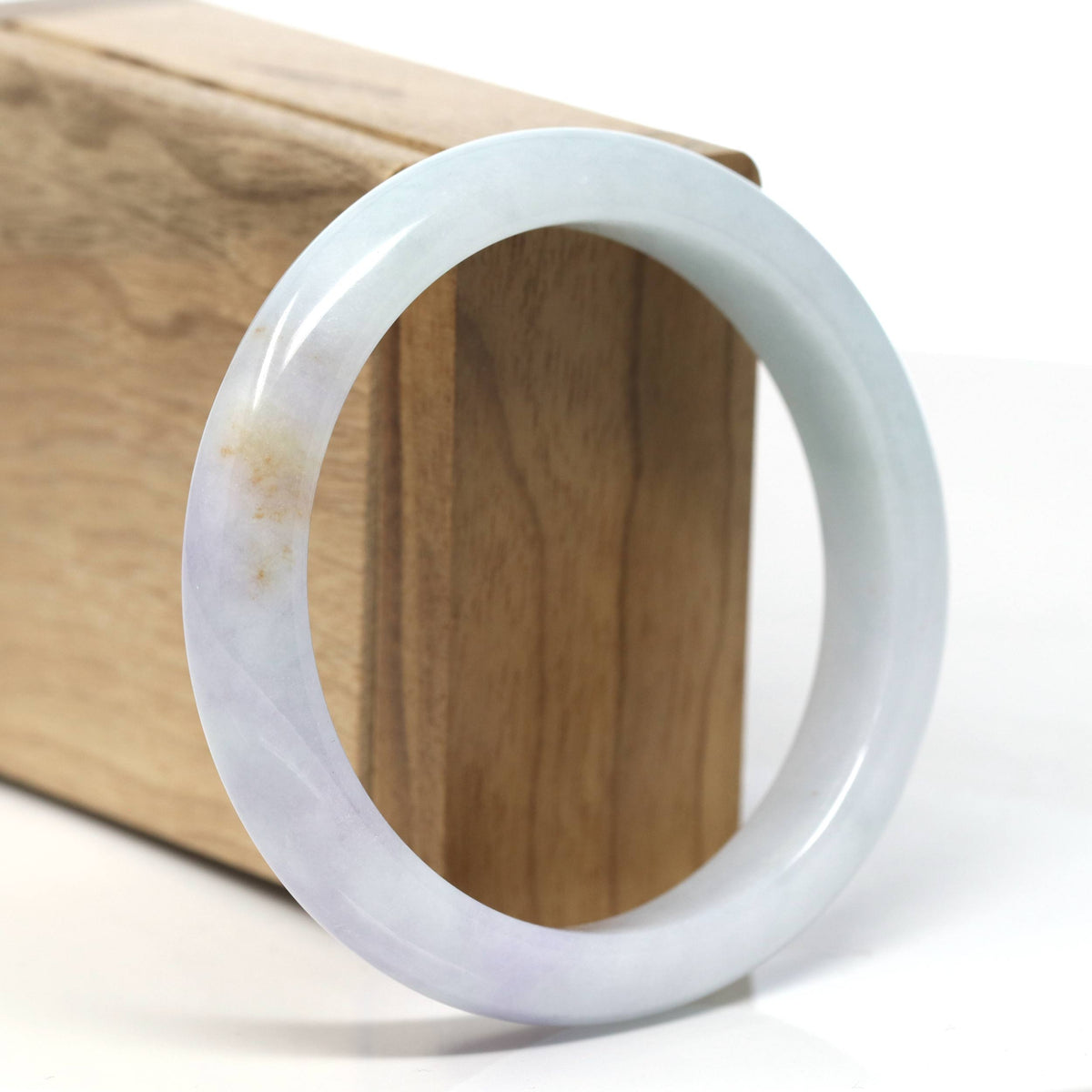 Natural Half Round Light-Lavender Green Jadeite Jade Bangle (59mm) #T931