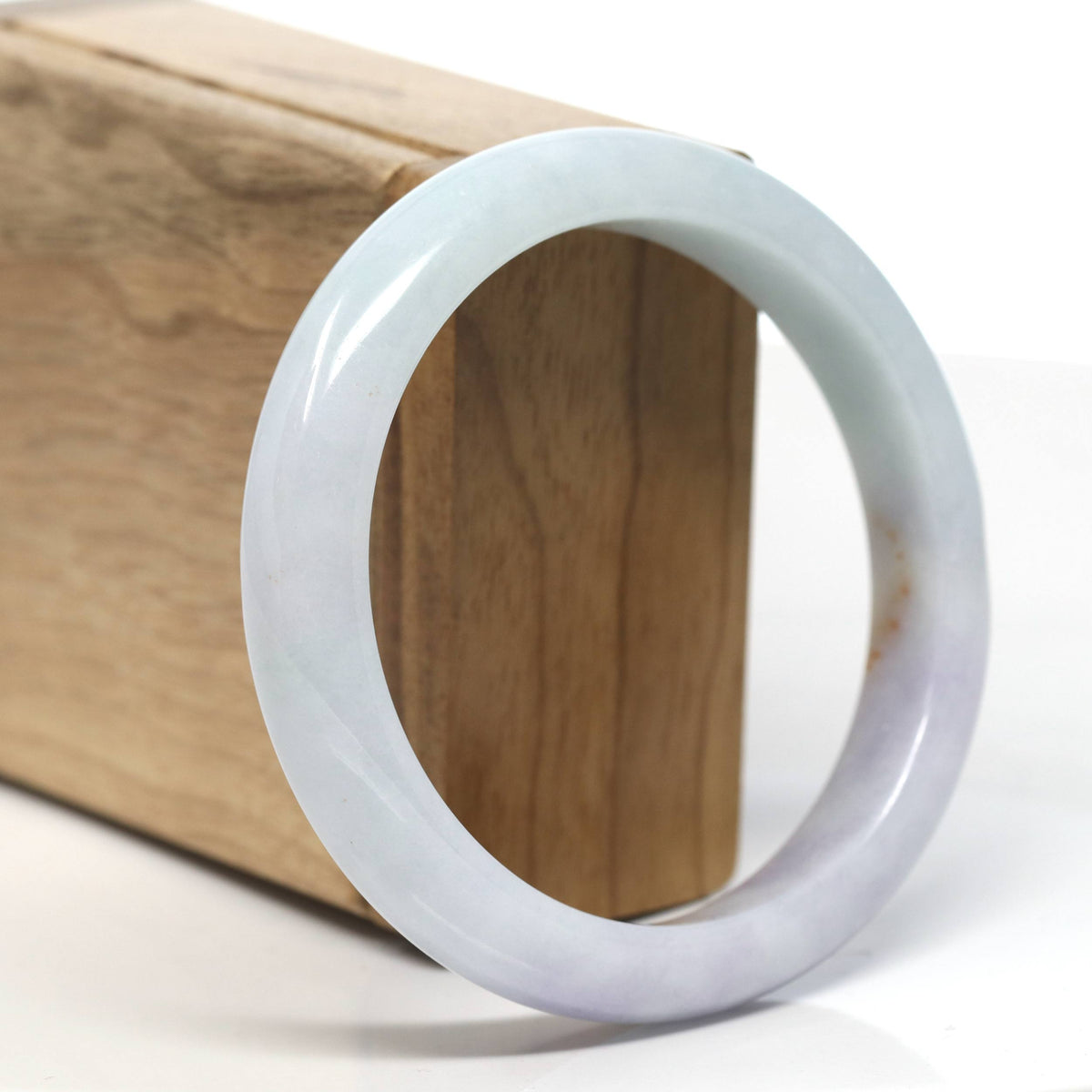 Natural Half Round Light-Lavender Green Jadeite Jade Bangle (59mm) #T931