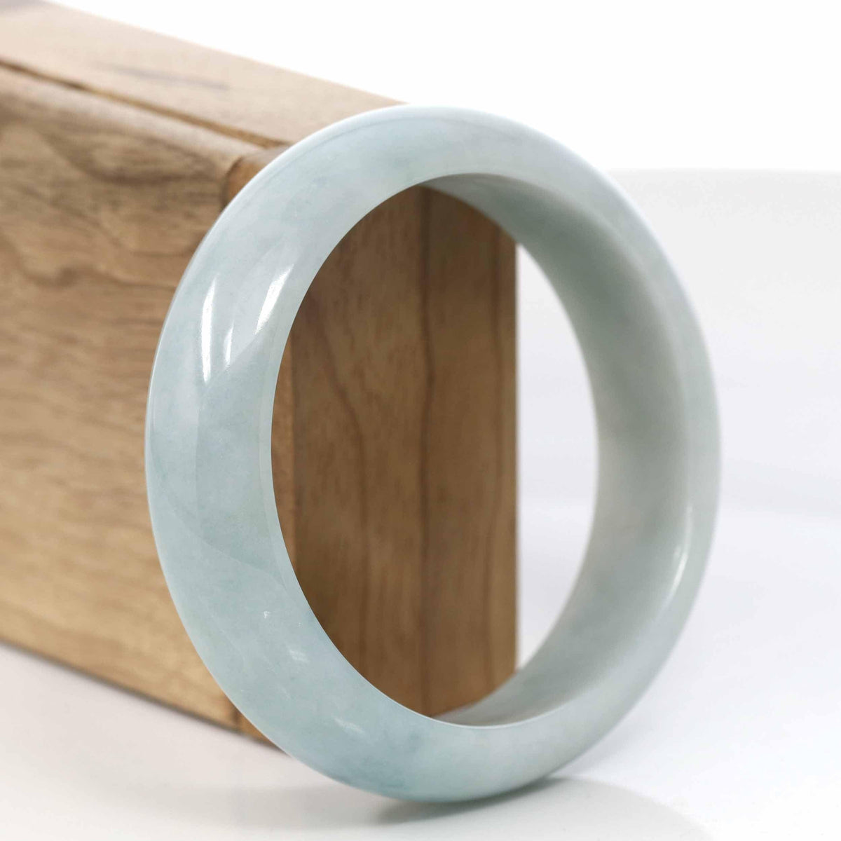 Genuine Burmese Light Blue-Green Jadeite Jade Bangle Bracelet (59.37 mm) #423