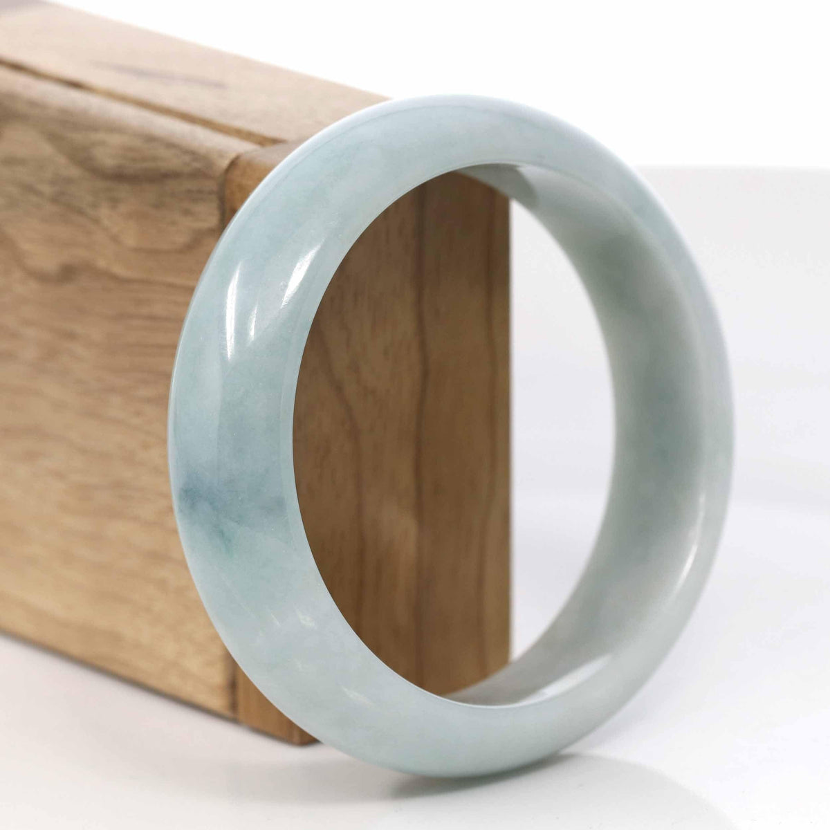 Genuine Burmese Light Blue-Green Jadeite Jade Bangle Bracelet (59.37 mm) #423