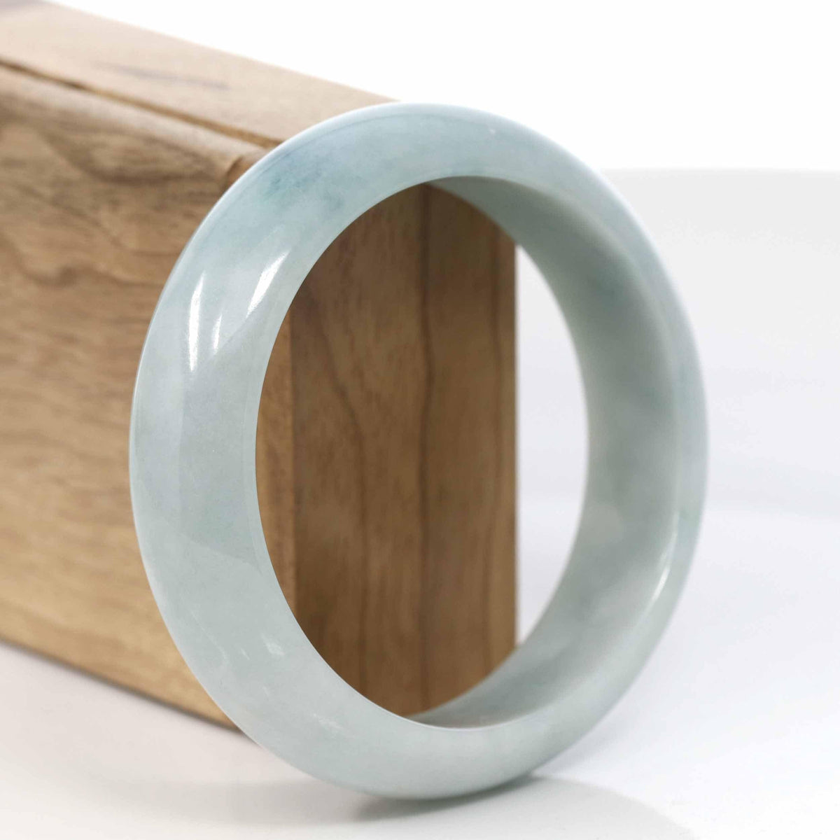 Genuine Burmese Light Blue-Green Jadeite Jade Bangle Bracelet (59.37 mm) #423