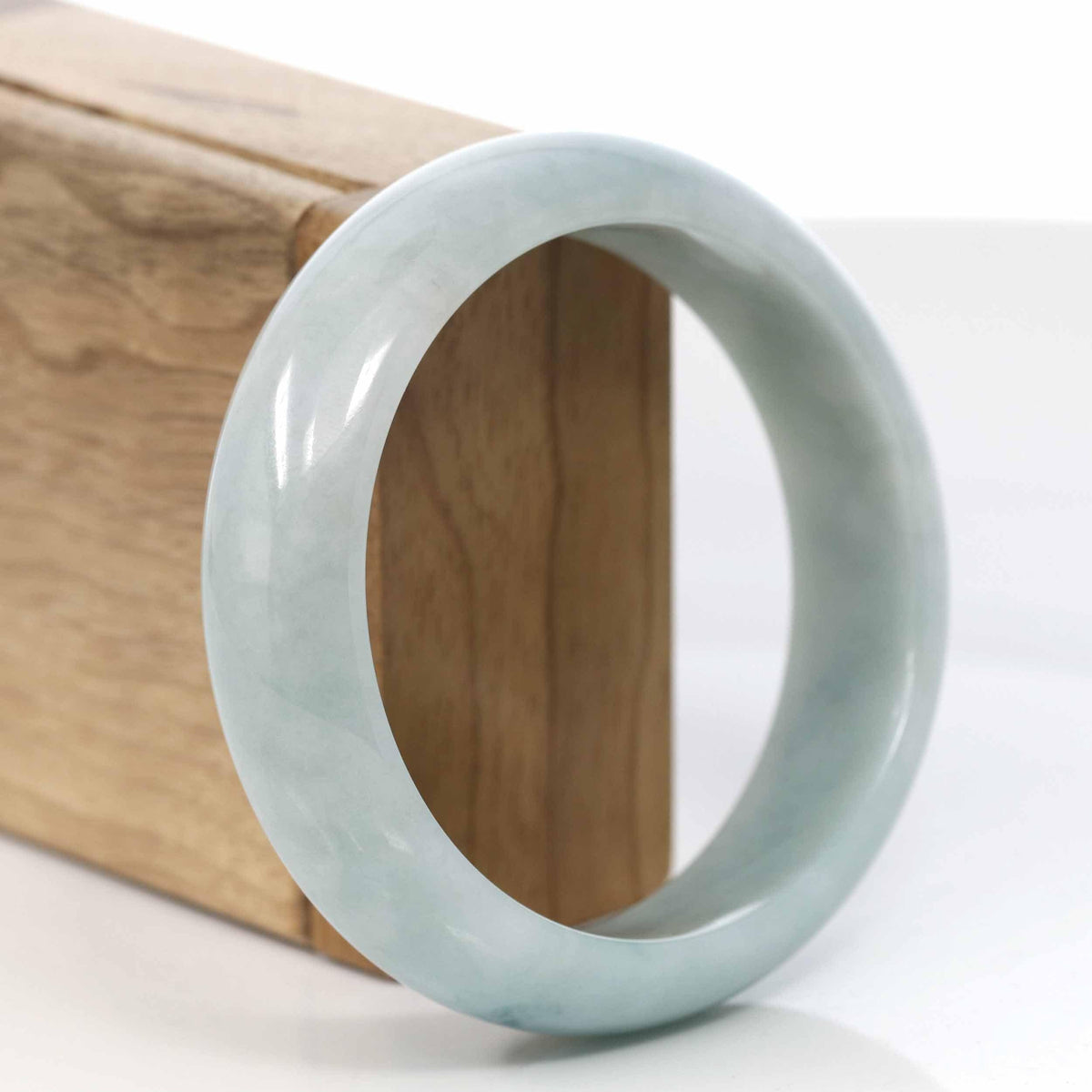 Genuine Burmese Light Blue-Green Jadeite Jade Bangle Bracelet (59.37 mm) #423