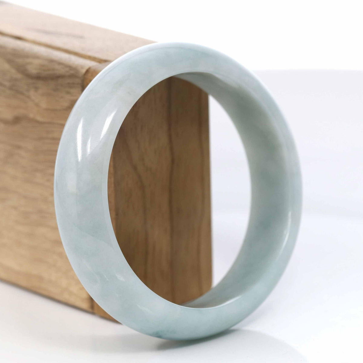 Genuine Burmese Light Blue-Green Jadeite Jade Bangle Bracelet (59.37 mm) #423