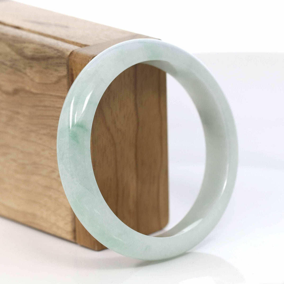 ™ "Classic Bangle" Genuine Burmese Green Jadeite Jade Bangle Bracelet (57.38mm) #413