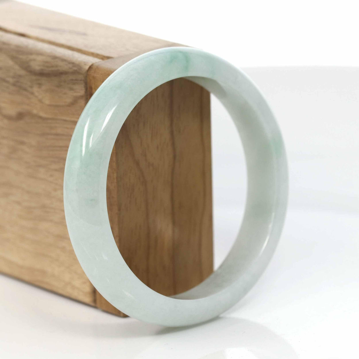 ™ "Classic Bangle" Genuine Burmese Green Jadeite Jade Bangle Bracelet (57.38mm) #413