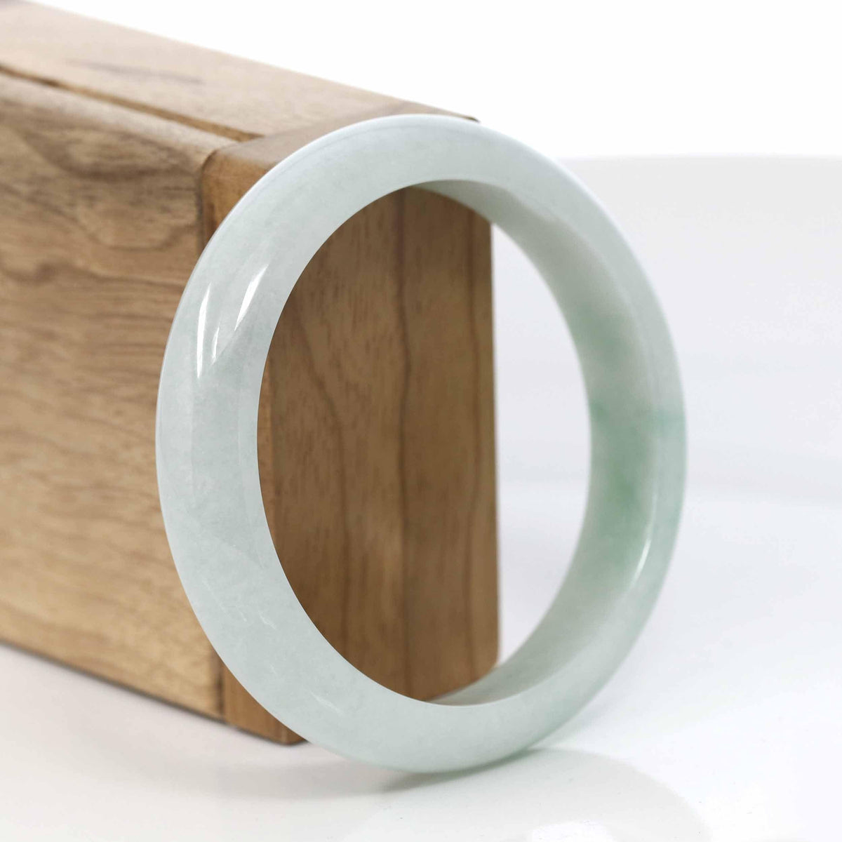 ™ "Classic Bangle" Genuine Burmese Green Jadeite Jade Bangle Bracelet (57.38mm) #413