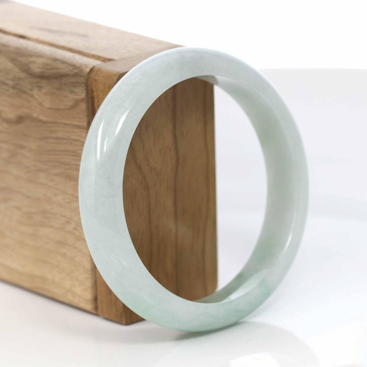 ™ "Classic Bangle" Genuine Burmese Green Jadeite Jade Bangle Bracelet (57.38mm) #413