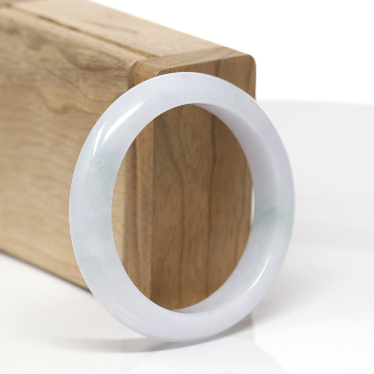 Natural Light Lavender & Green Jadeite Jade "Half Round" Bangle Bracelet (53.1mm) #TT774