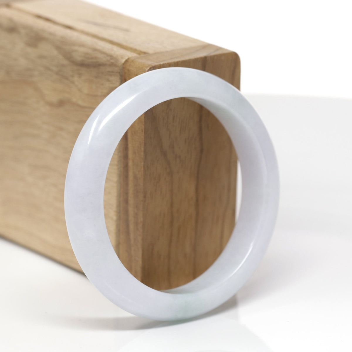 Natural Light Lavender & Green Jadeite Jade "Half Round" Bangle Bracelet (53.1mm) #TT774