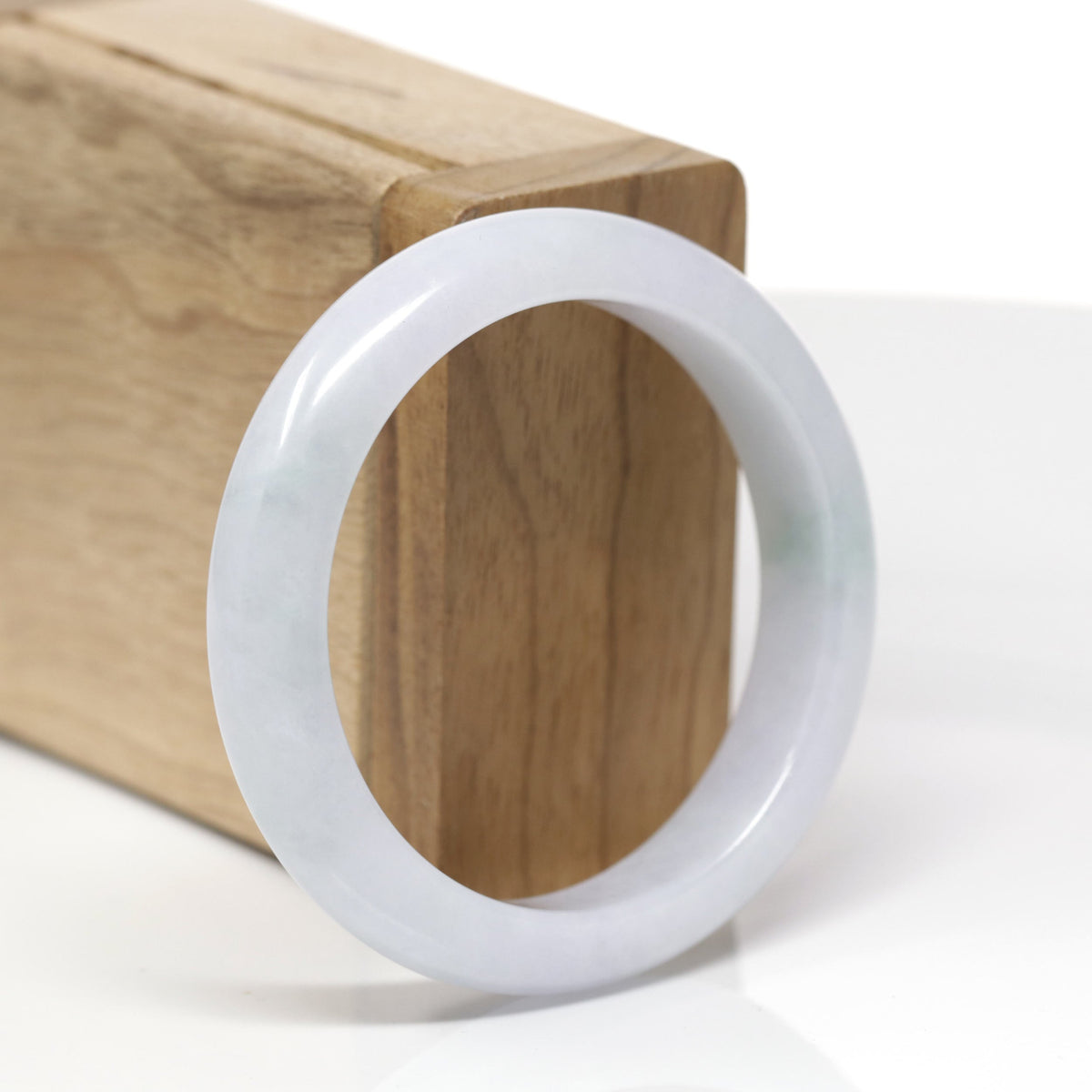 Natural Light Lavender & Green Jadeite Jade "Half Round" Bangle Bracelet (53.1mm) #TT774