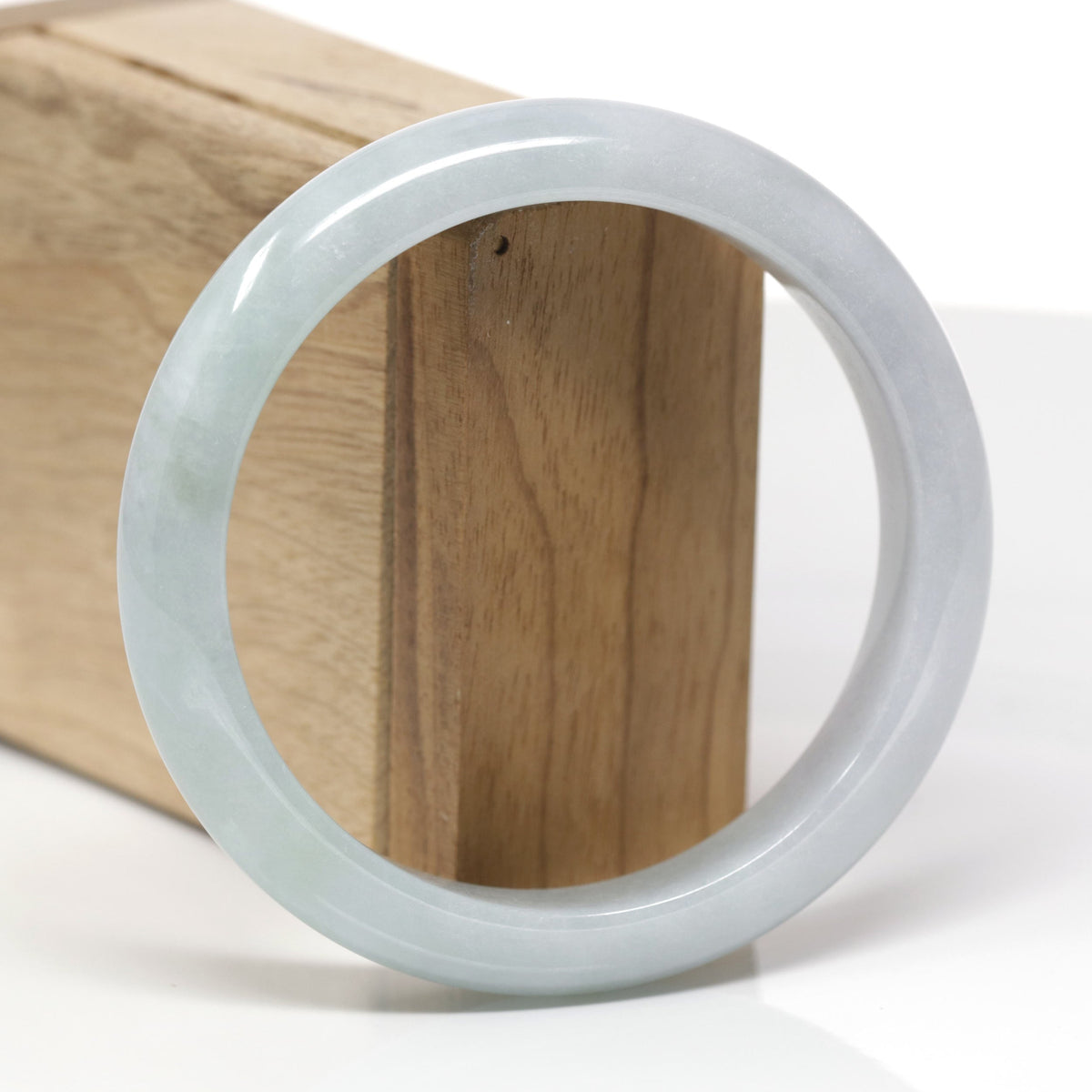 Natural Light Lavender & Green Jadeite Jade "Half Round" Bangle Bracelet (61.8mm) #TT735