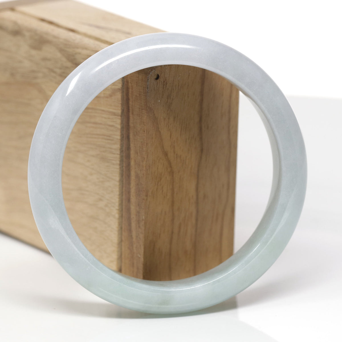 Natural Light Lavender & Green Jadeite Jade "Half Round" Bangle Bracelet (61.8mm) #TT735