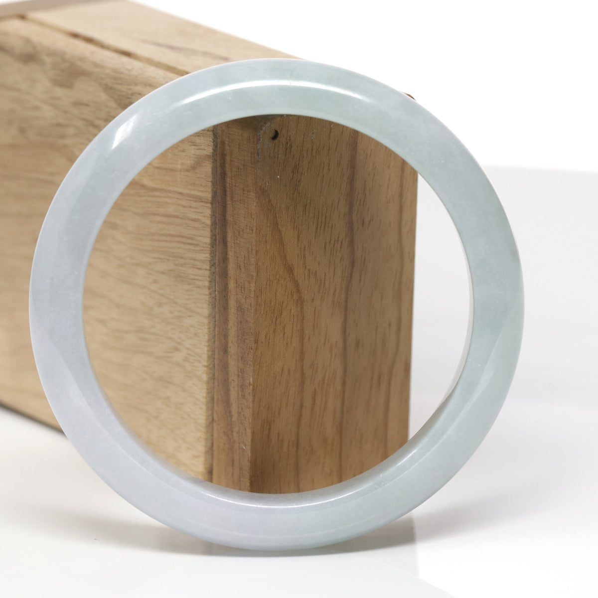 Natural Light Lavender & Green Jadeite Jade "Half Round" Bangle Bracelet (61.8mm) #TT735