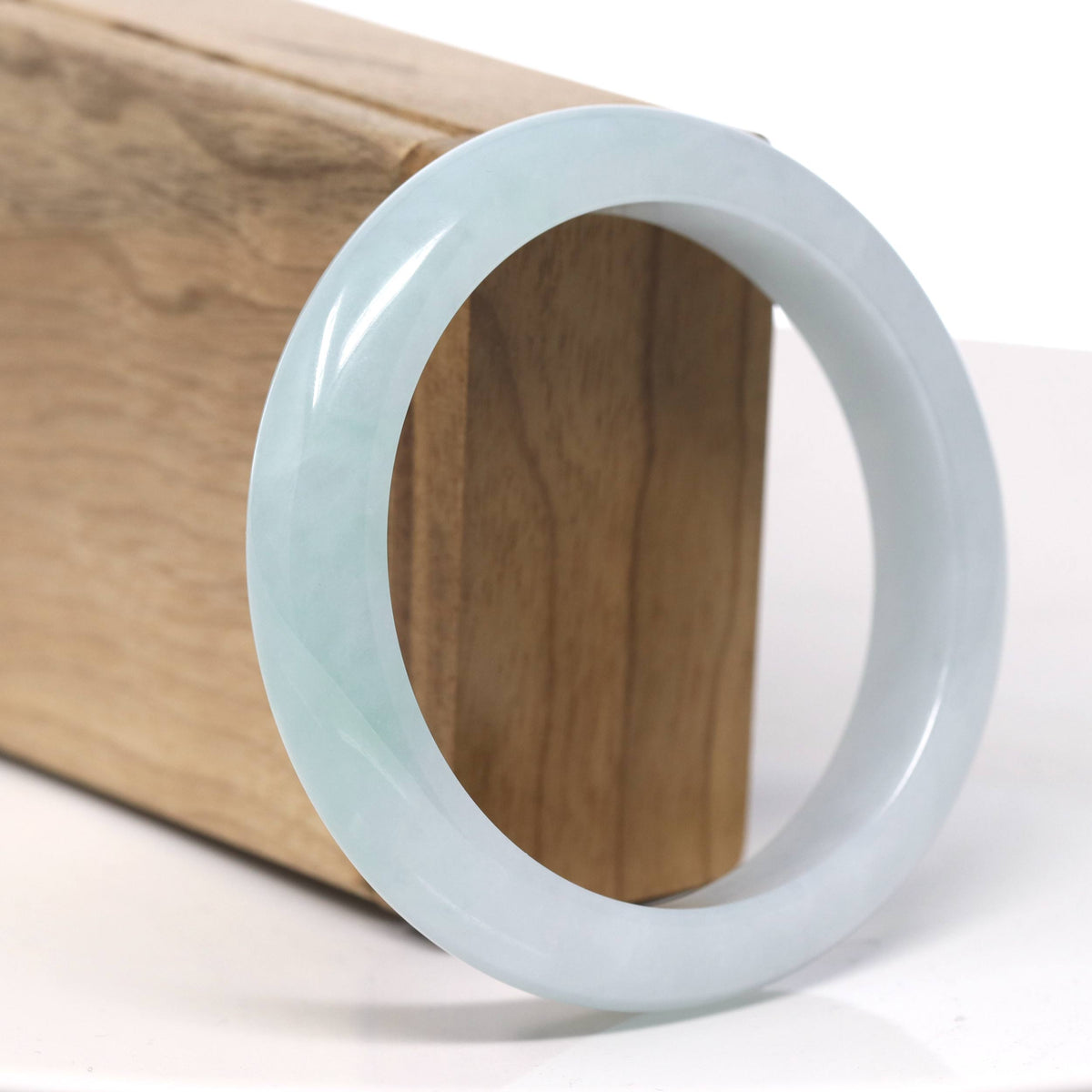 Natural Icy Light Apple Green Color Jadeite Jade Bangle Bracelet (58.5mm) #T963