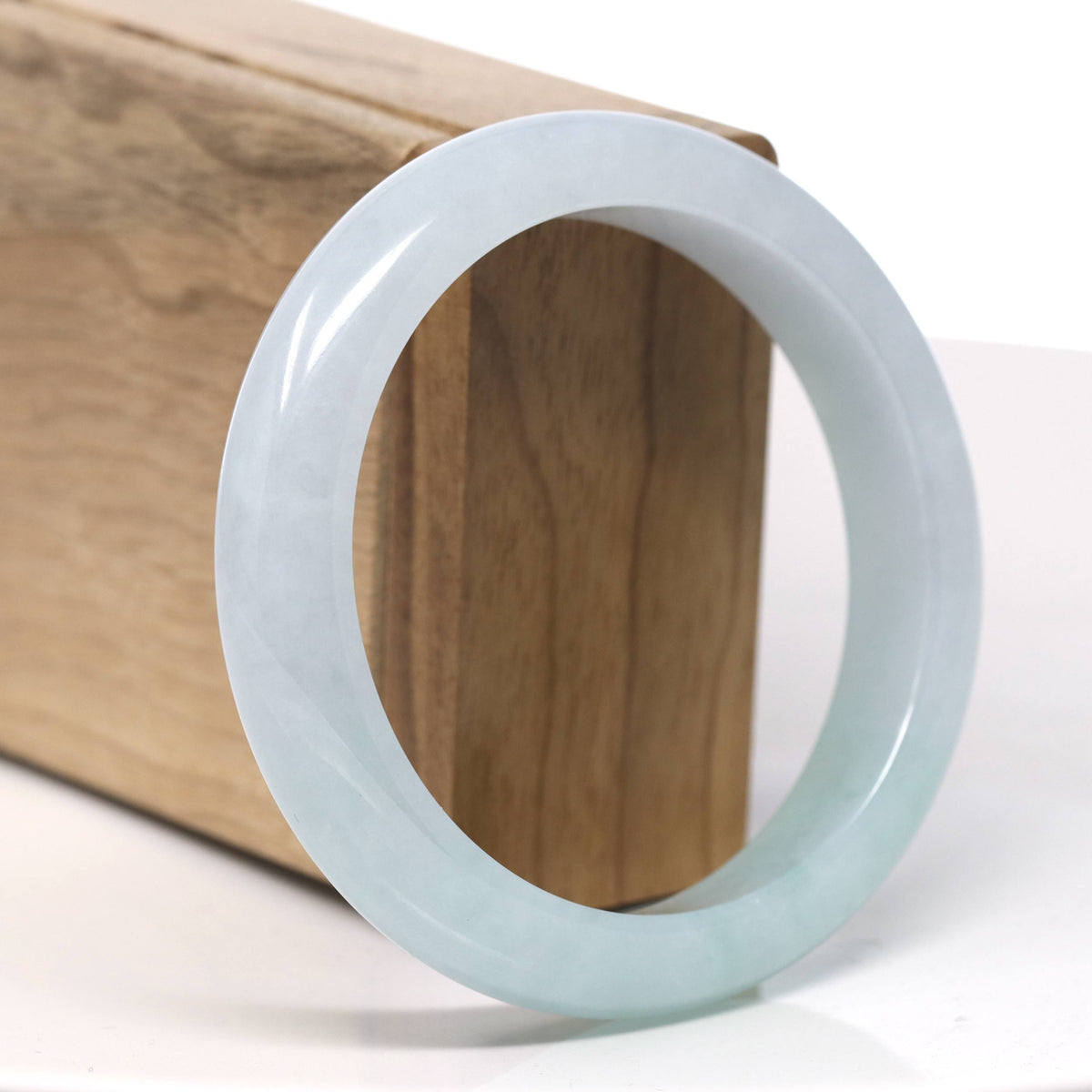 Natural Icy Light Apple Green Color Jadeite Jade Bangle Bracelet (58.5mm) #T963