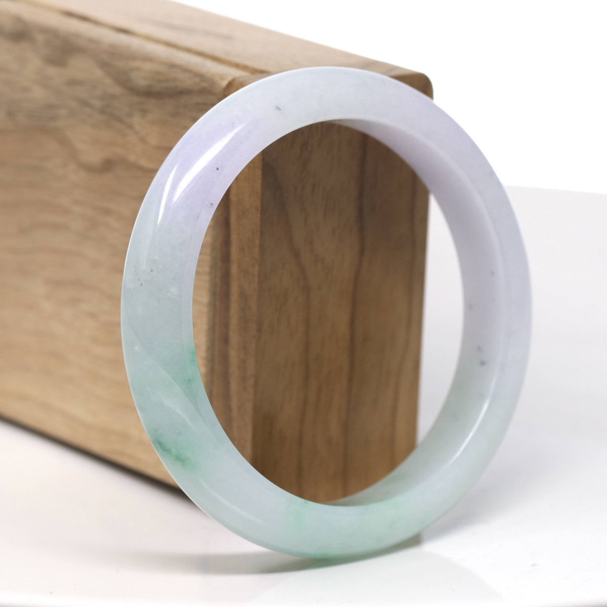 Natural High End Icy Green Flower & Lavender Jadeite Jade Bangle Bracelet (57.6mm) #T969
