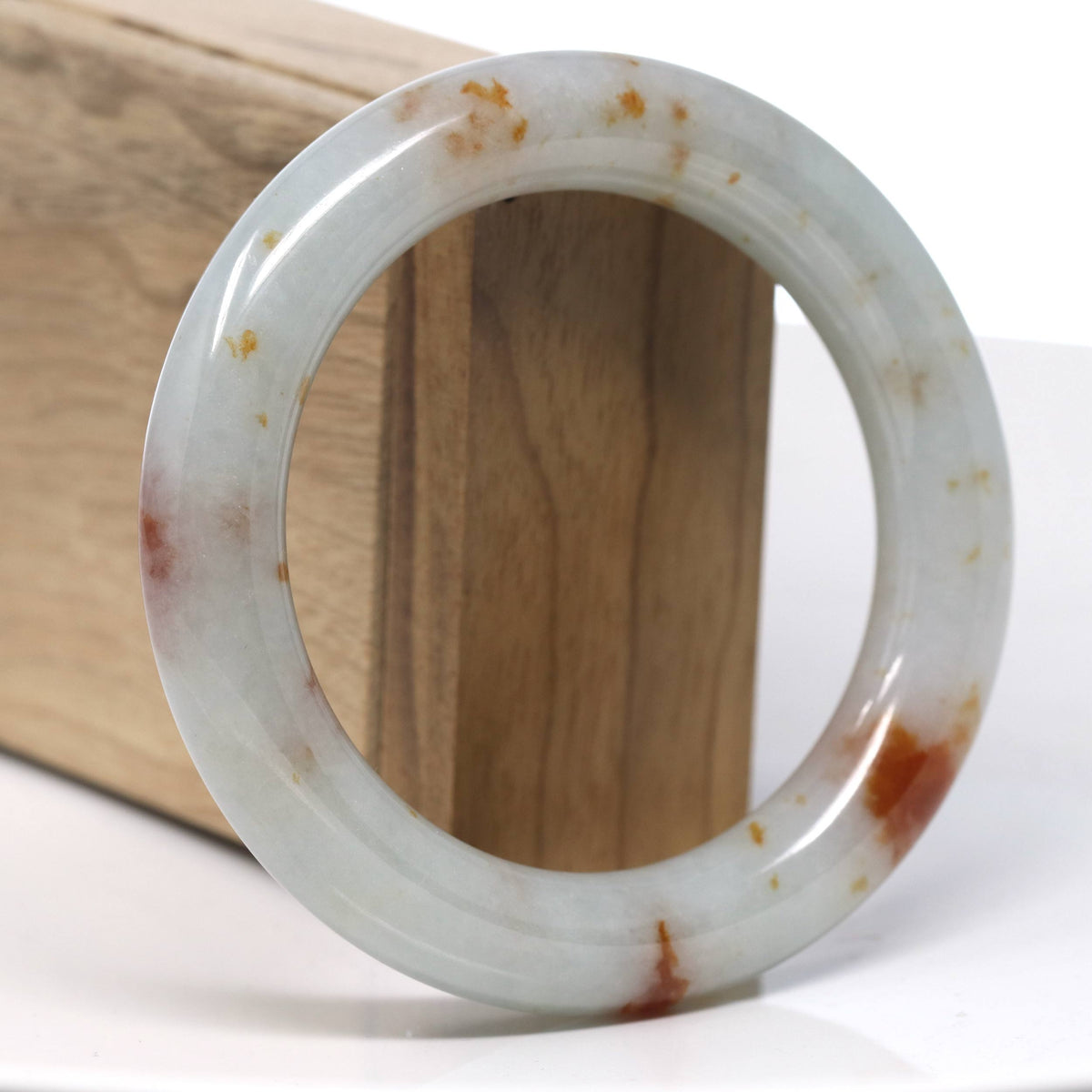 Natural Red Flower Jadeite Jade Bangle Bracelet (56.8mm) #T982