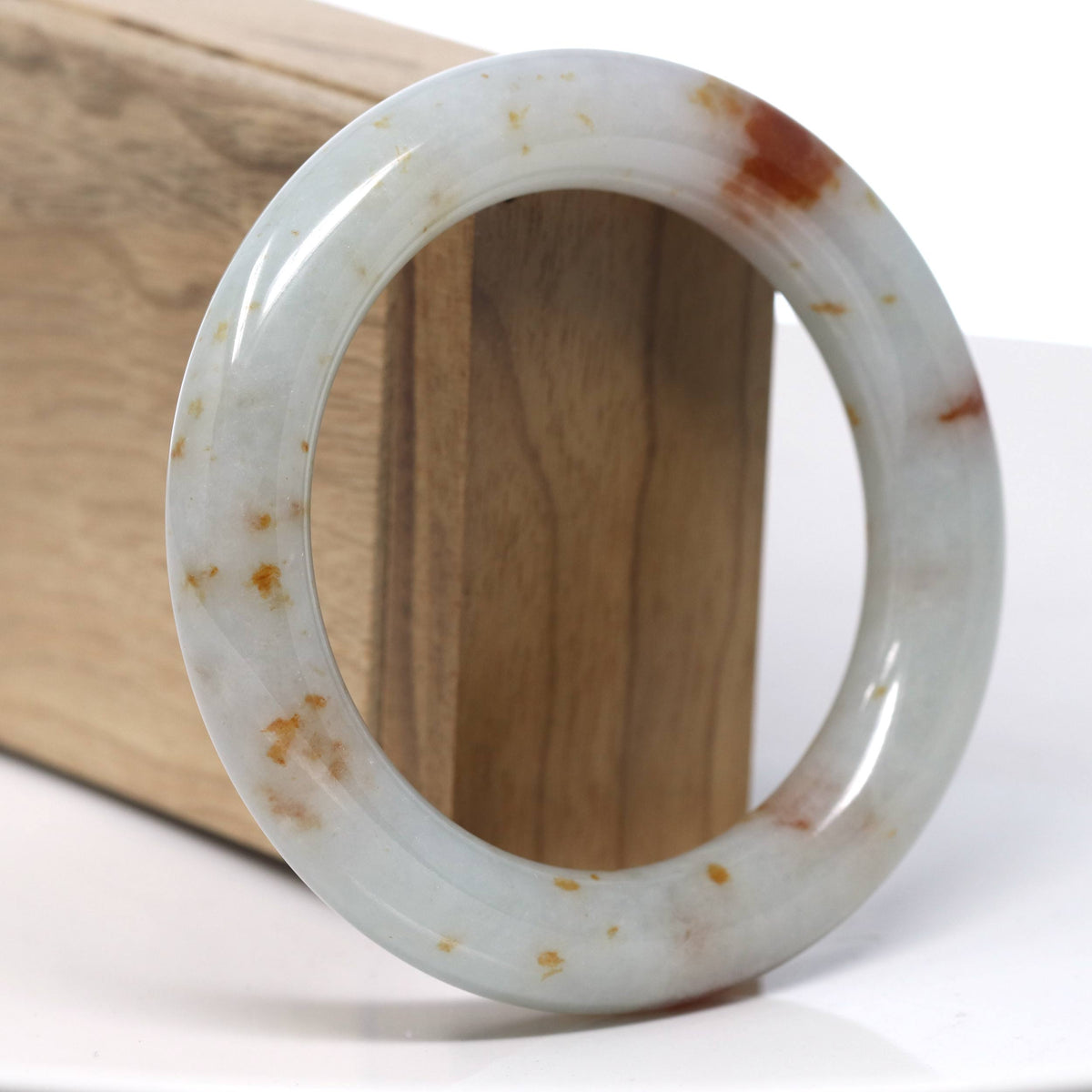 Natural Red Flower Jadeite Jade Bangle Bracelet (56.8mm) #T982