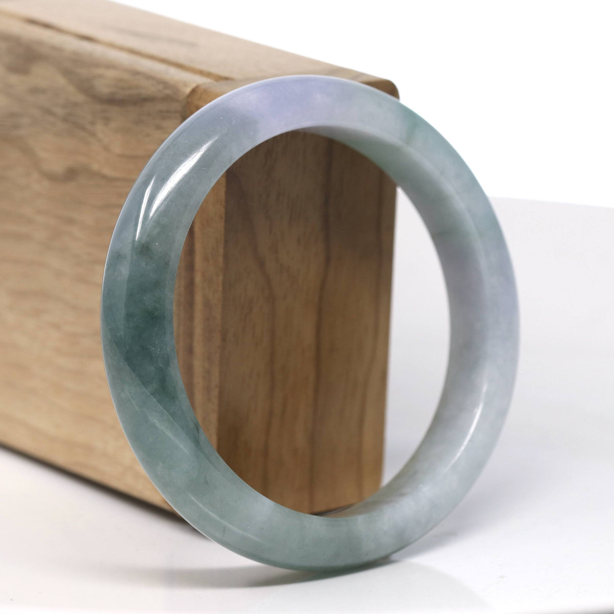 Natural Deeper Green Jadeite Jade Bangle Bracelet (57.4 mm) #T986
