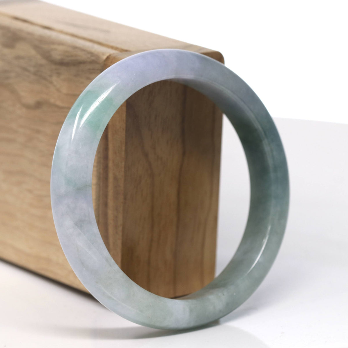 Natural Deeper Green Jadeite Jade Bangle Bracelet (57.4 mm) #T986