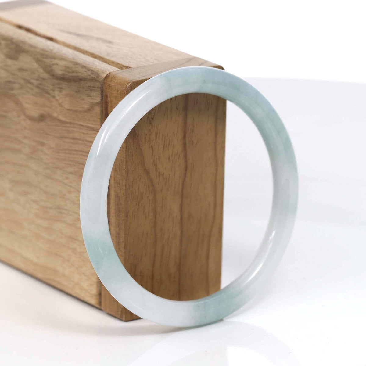 "Petite" Natural Burmese Blue-green Jadeite Jade Bangle Bracelet (53.9 mm) #T101