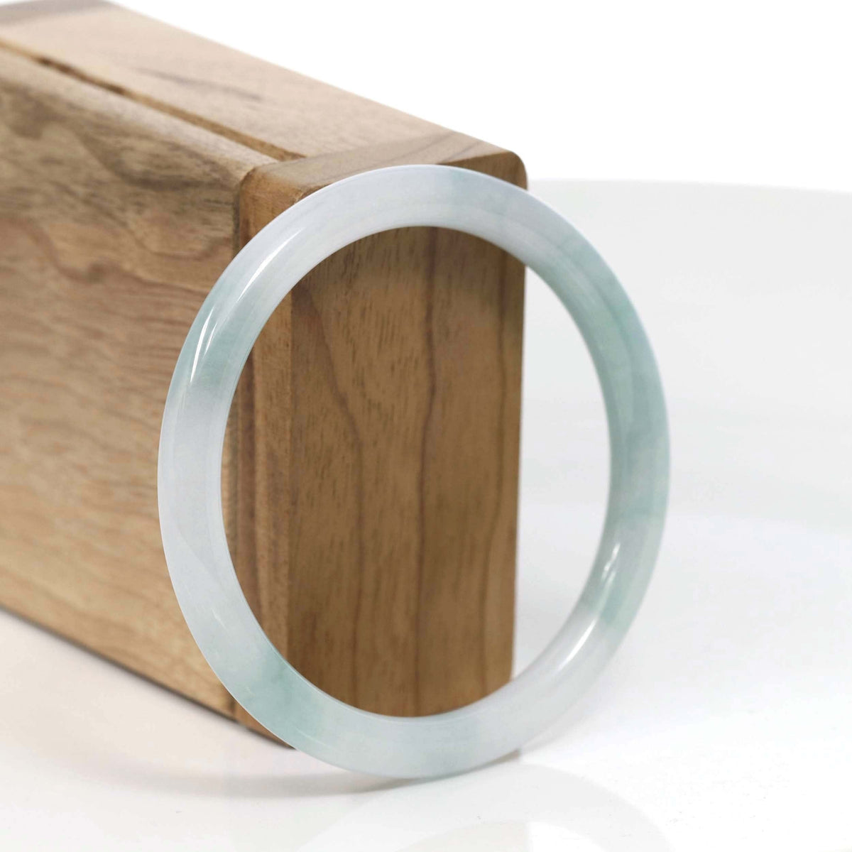 "Petite" Natural Burmese Blue-green Jadeite Jade Bangle Bracelet (53.9 mm) #T101