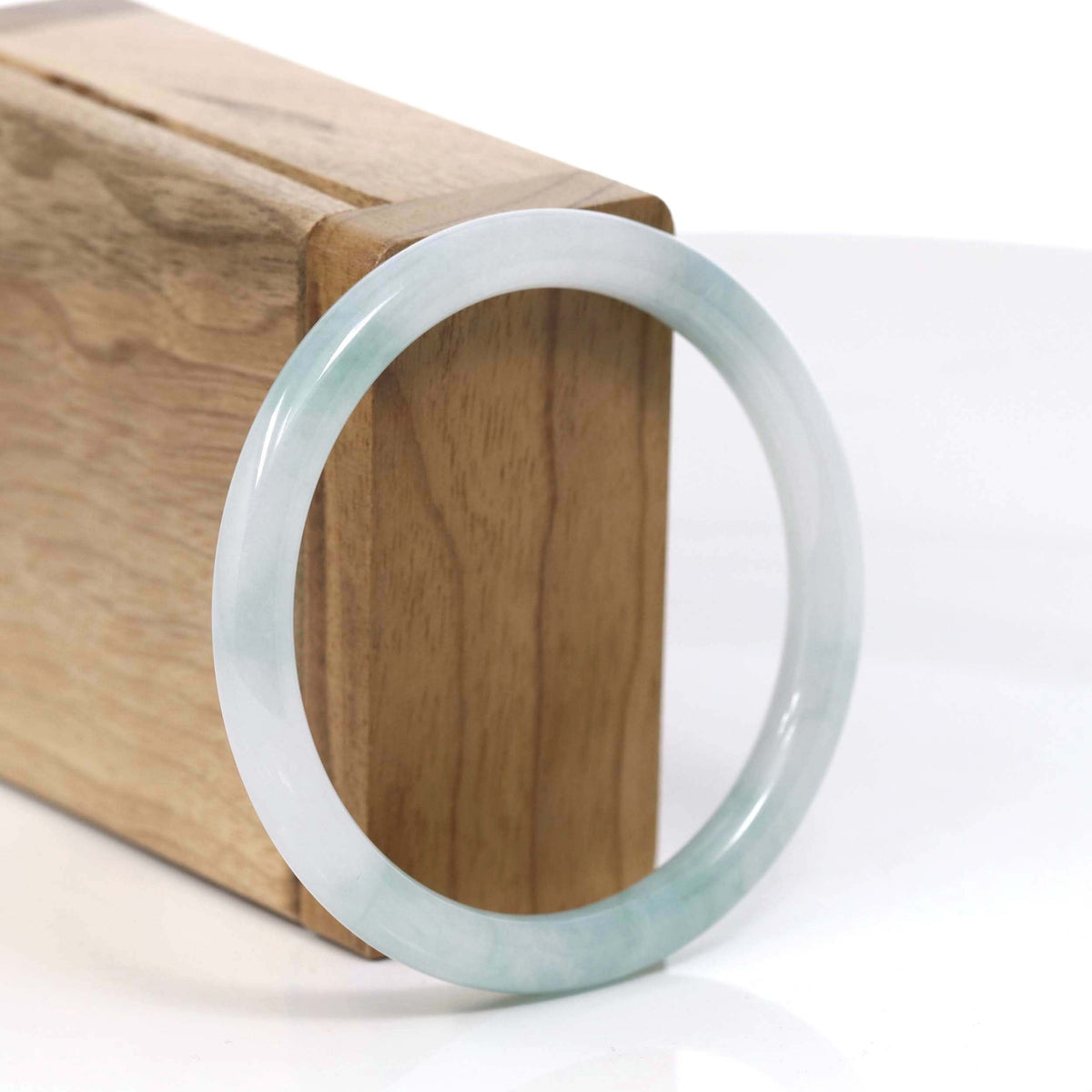 "Petite" Natural Burmese Blue-green Jadeite Jade Bangle Bracelet (53.9 mm) #T101