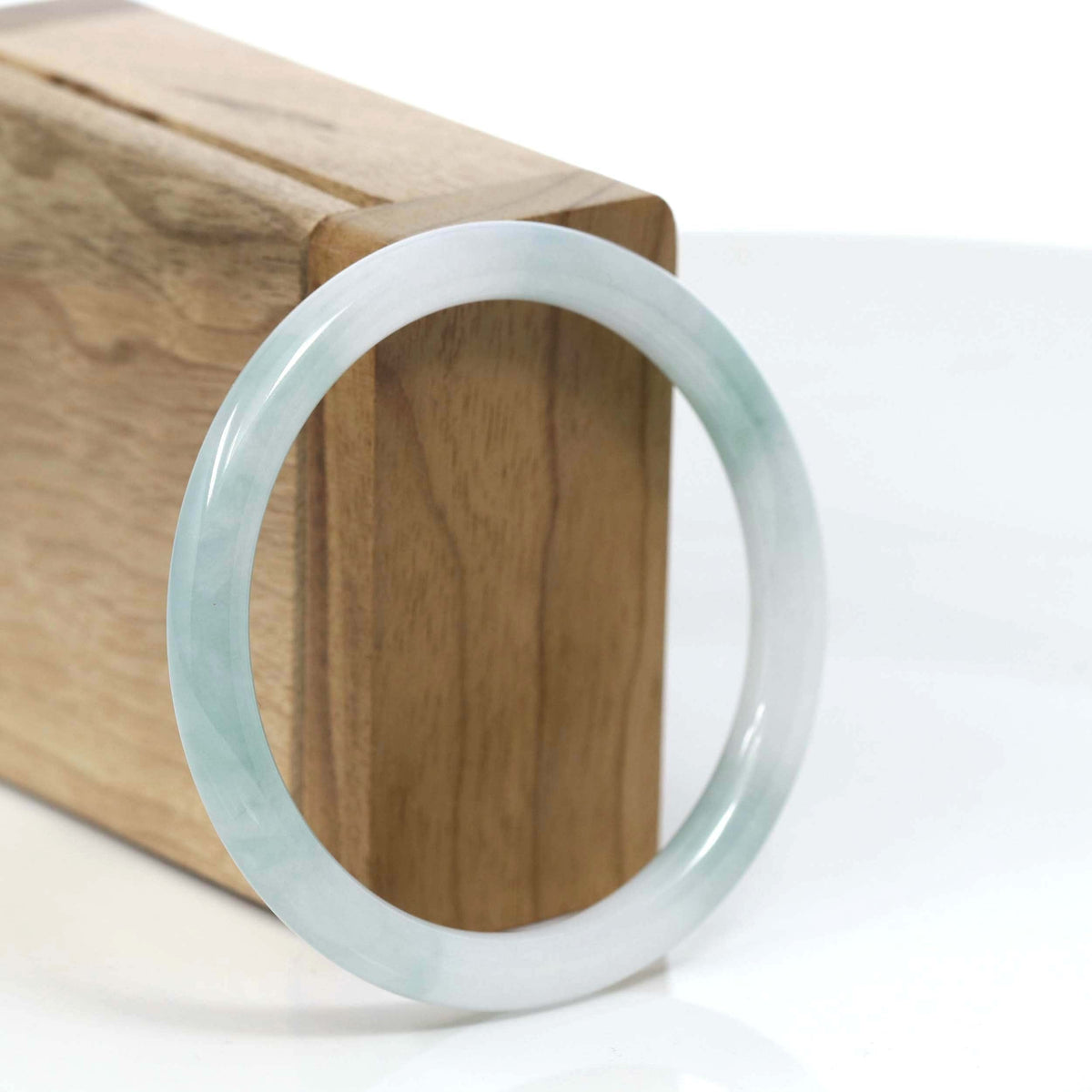 "Petite" Natural Burmese Blue-green Jadeite Jade Bangle Bracelet (53.9 mm) #T101