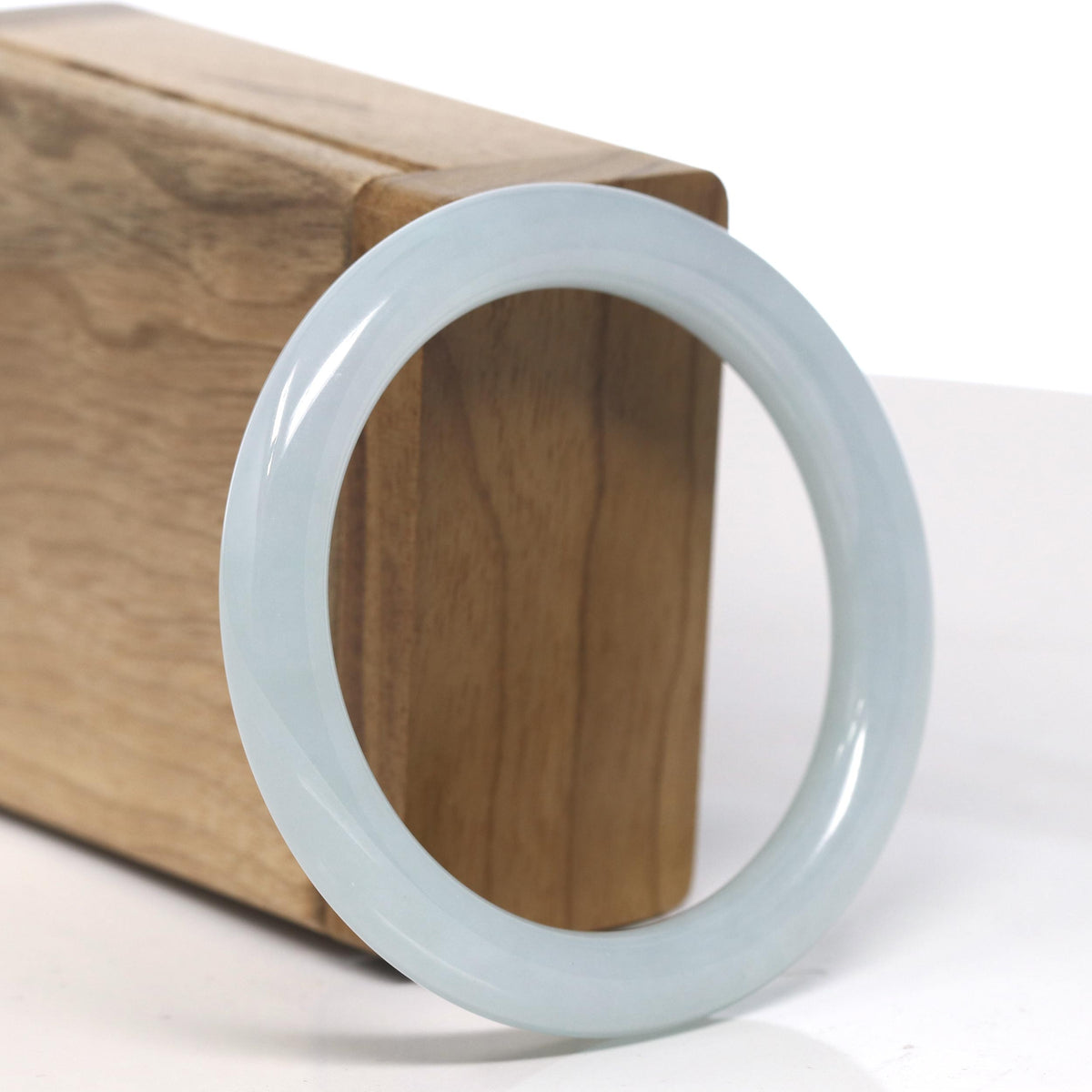 Smooth Light Green Jadeite Jade Bangle Bracelet (54.4mm) #TT001