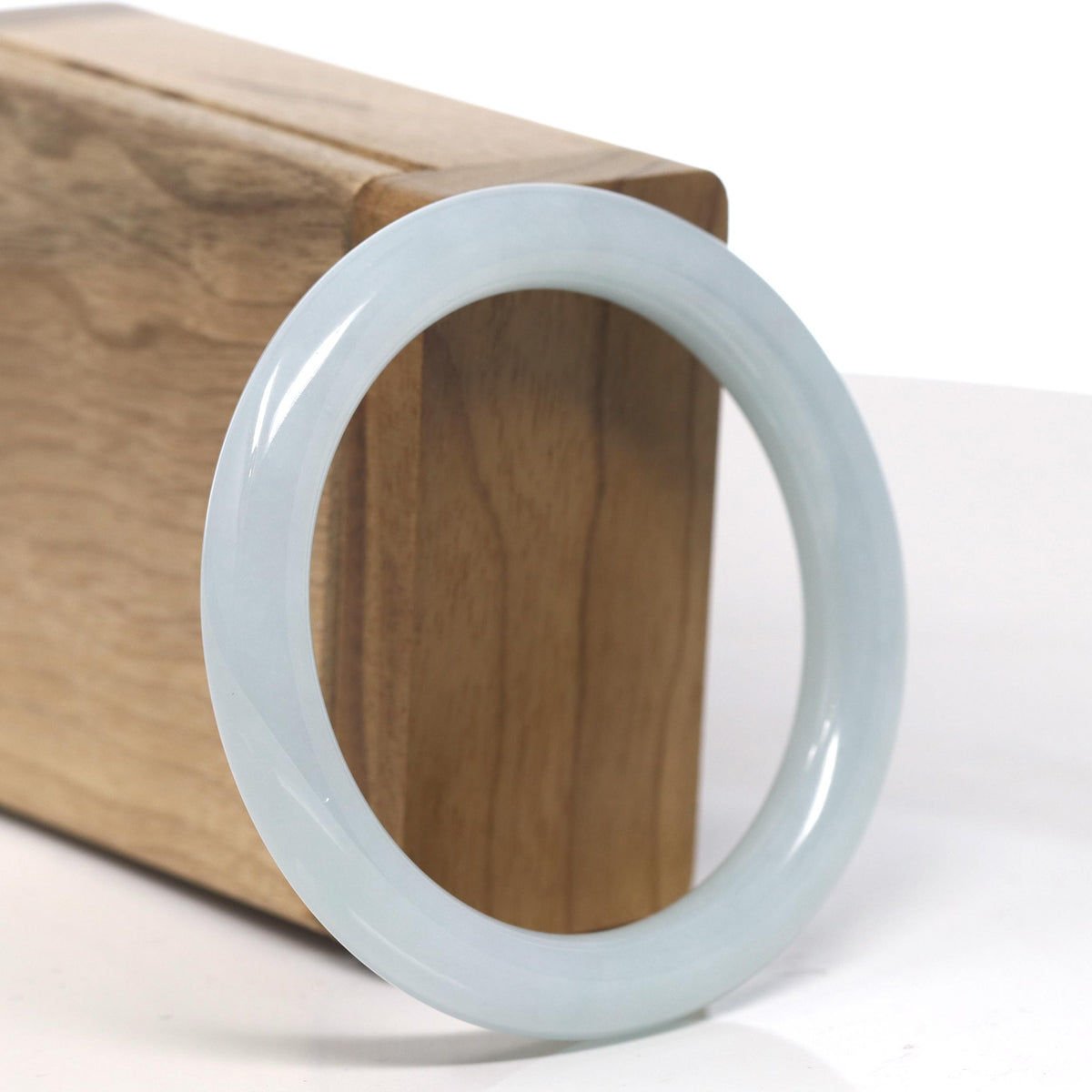 Smooth Light Green Jadeite Jade Bangle Bracelet (54.4mm) #TT001