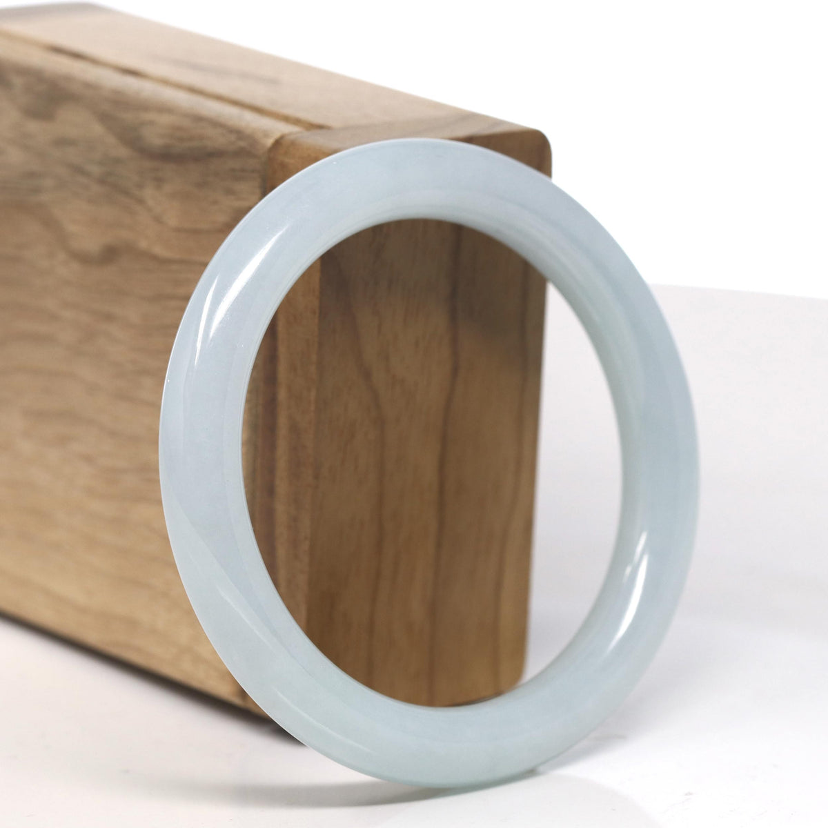 Smooth Light Green Jadeite Jade Bangle Bracelet (54.4mm) #TT001