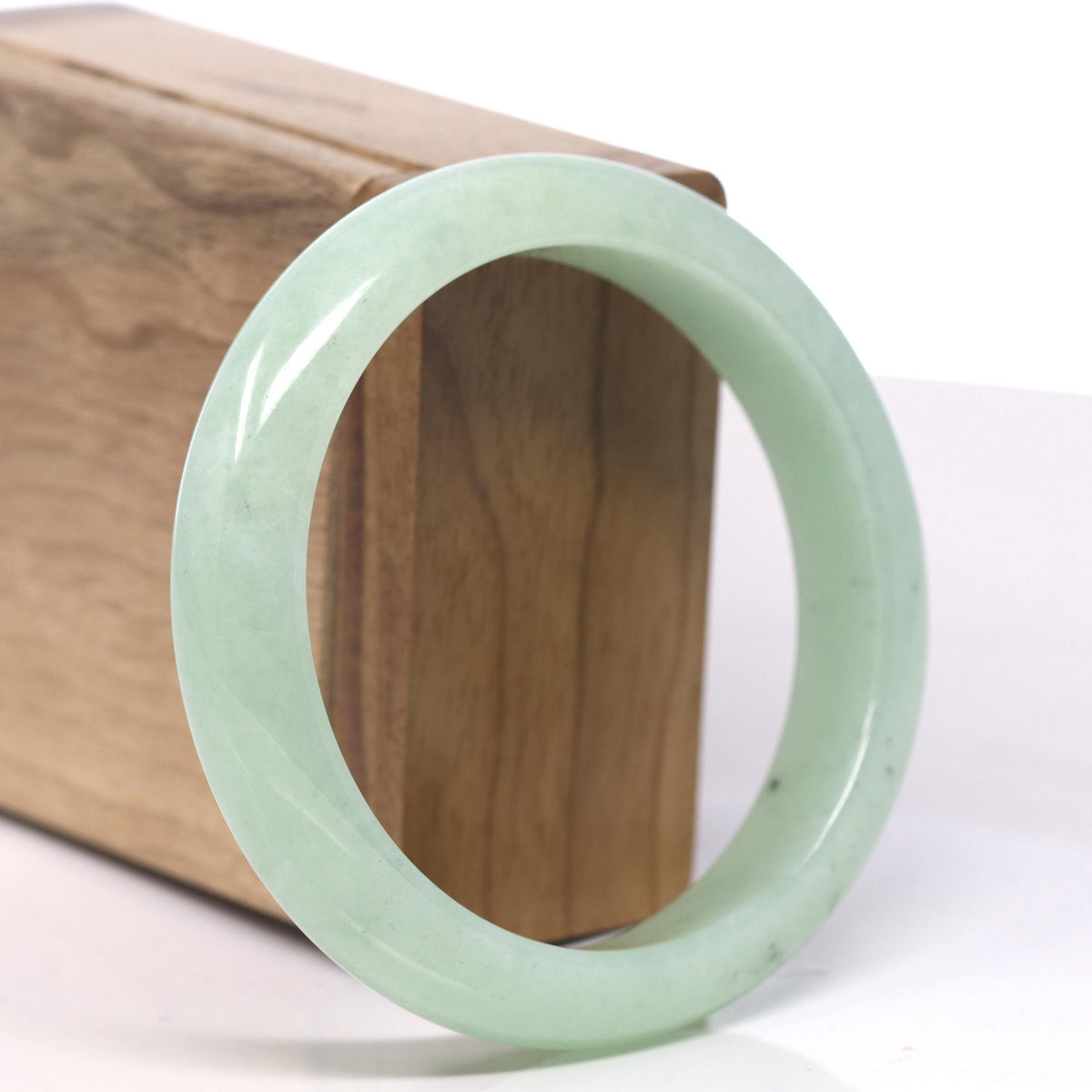 Icy Light Apple-Green W/ Wuji Jadeite Jade Bangle Bracelet (58.6mm) #TT005
