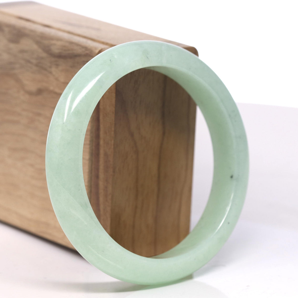 Icy Light Apple-Green W/ Wuji Jadeite Jade Bangle Bracelet (58.6mm) #TT005