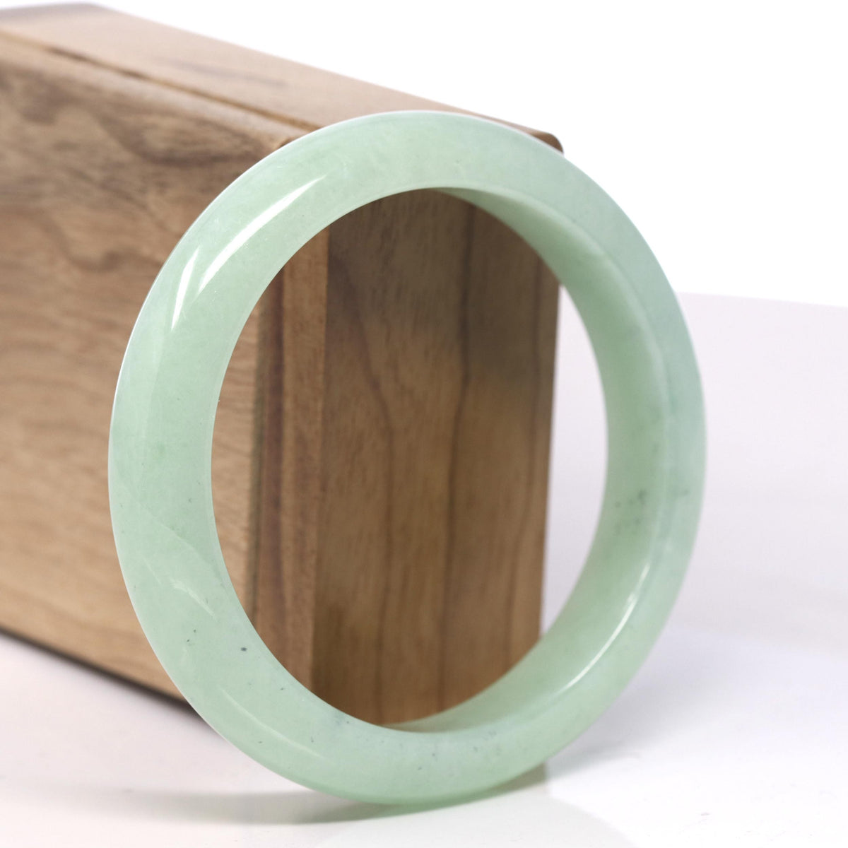 Icy Light Apple-Green W/ Wuji Jadeite Jade Bangle Bracelet (58.6mm) #TT005