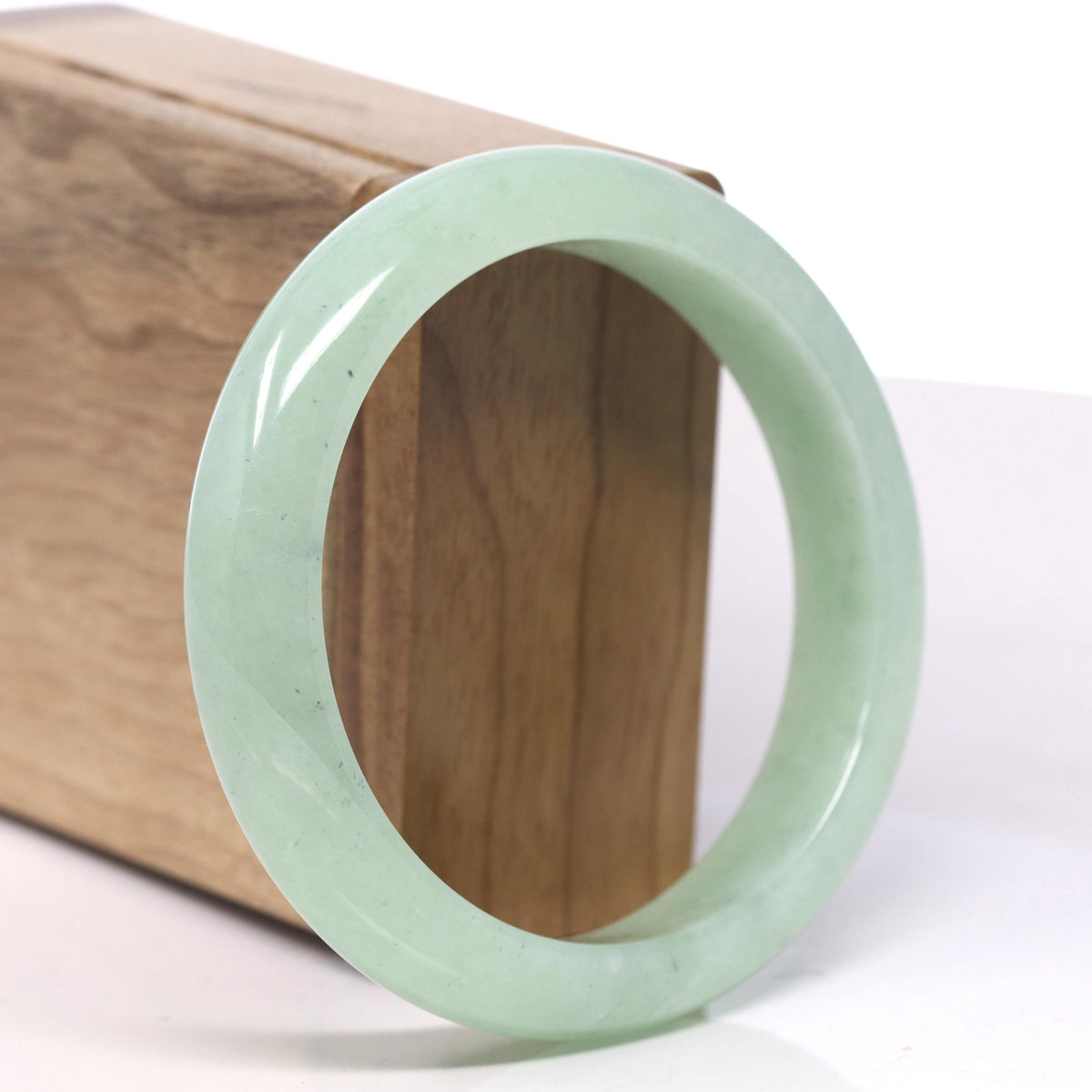 Icy Light Apple-Green W/ Wuji Jadeite Jade Bangle Bracelet (58.6mm) #TT005