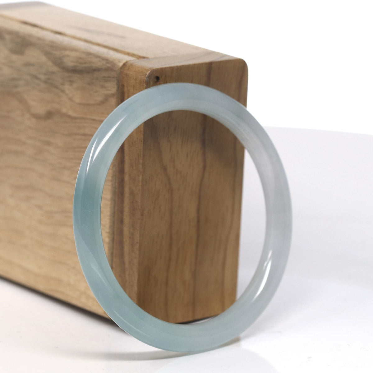 Icy Blue-Green Jadeite Jade Petite Full Round Bangle Bracelet (53.3mm) #TT006