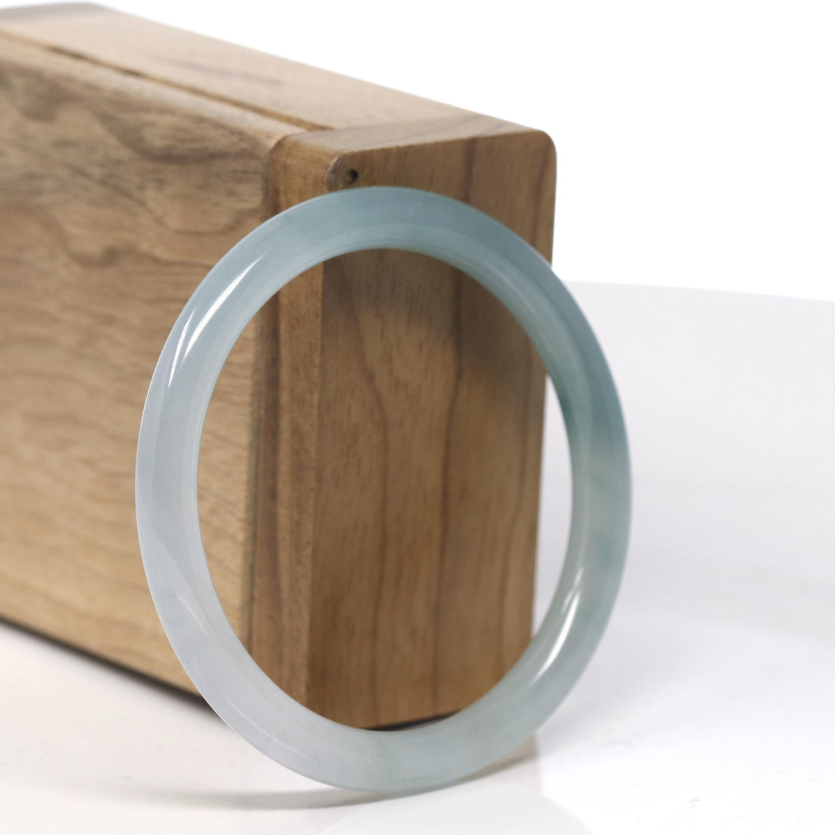Icy Blue-Green Jadeite Jade Petite Full Round Bangle Bracelet (53.3mm) #TT006