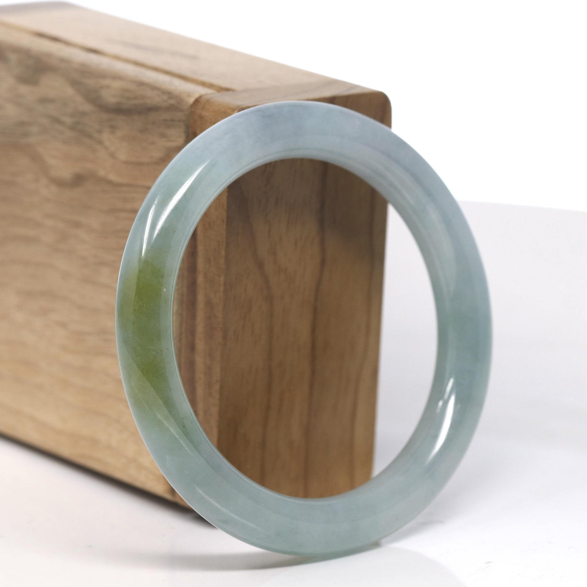 Icy Oil Green / Hazel Jadeite Jade Bangle Bracelet (53.6mm) #TT008