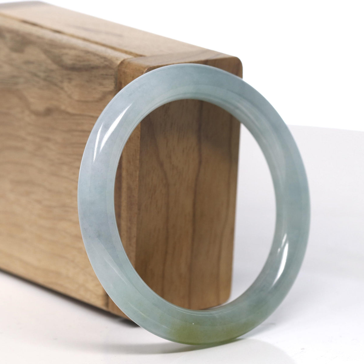 Icy Oil Green / Hazel Jadeite Jade Bangle Bracelet (53.6mm) #TT008