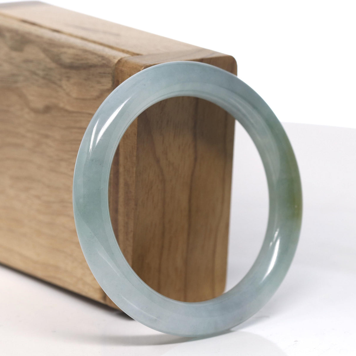 Icy Oil Green / Hazel Jadeite Jade Bangle Bracelet (53.6mm) #TT008