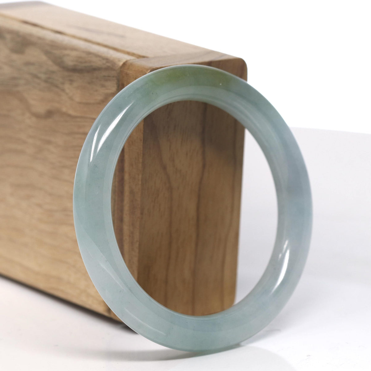 Icy Oil Green / Hazel Jadeite Jade Bangle Bracelet (53.6mm) #TT008