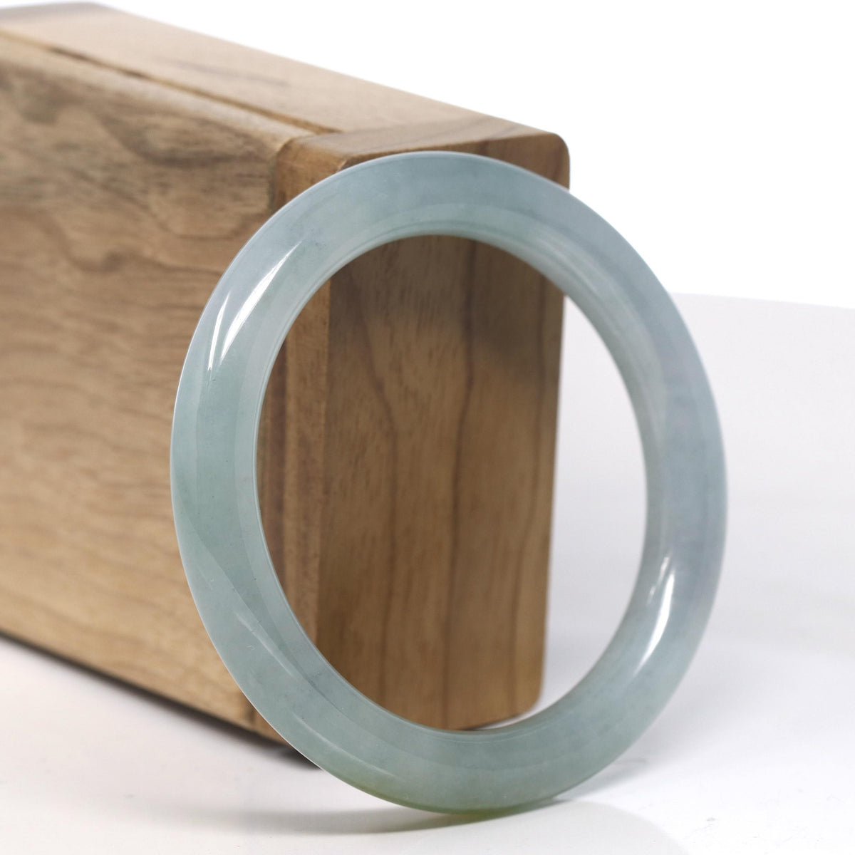 Icy Oil Green / Hazel Jadeite Jade Bangle Bracelet (53.6mm) #TT008