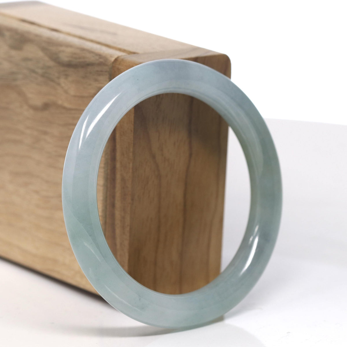 Icy Oil Green / Hazel Jadeite Jade Bangle Bracelet (53.6mm) #TT008