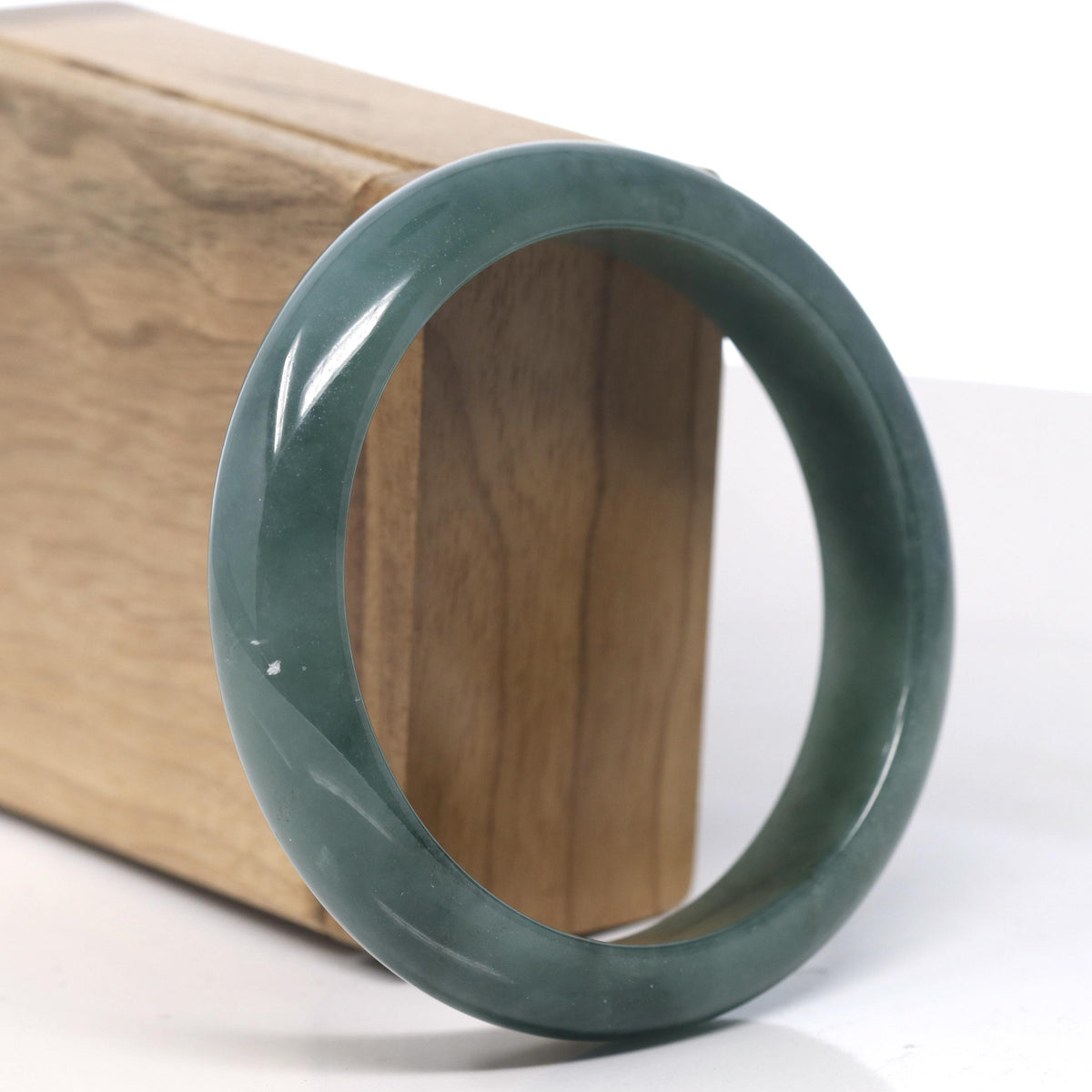 Deep Oil-Green Jade Bangle Bracelet (59.7mm) #TT012