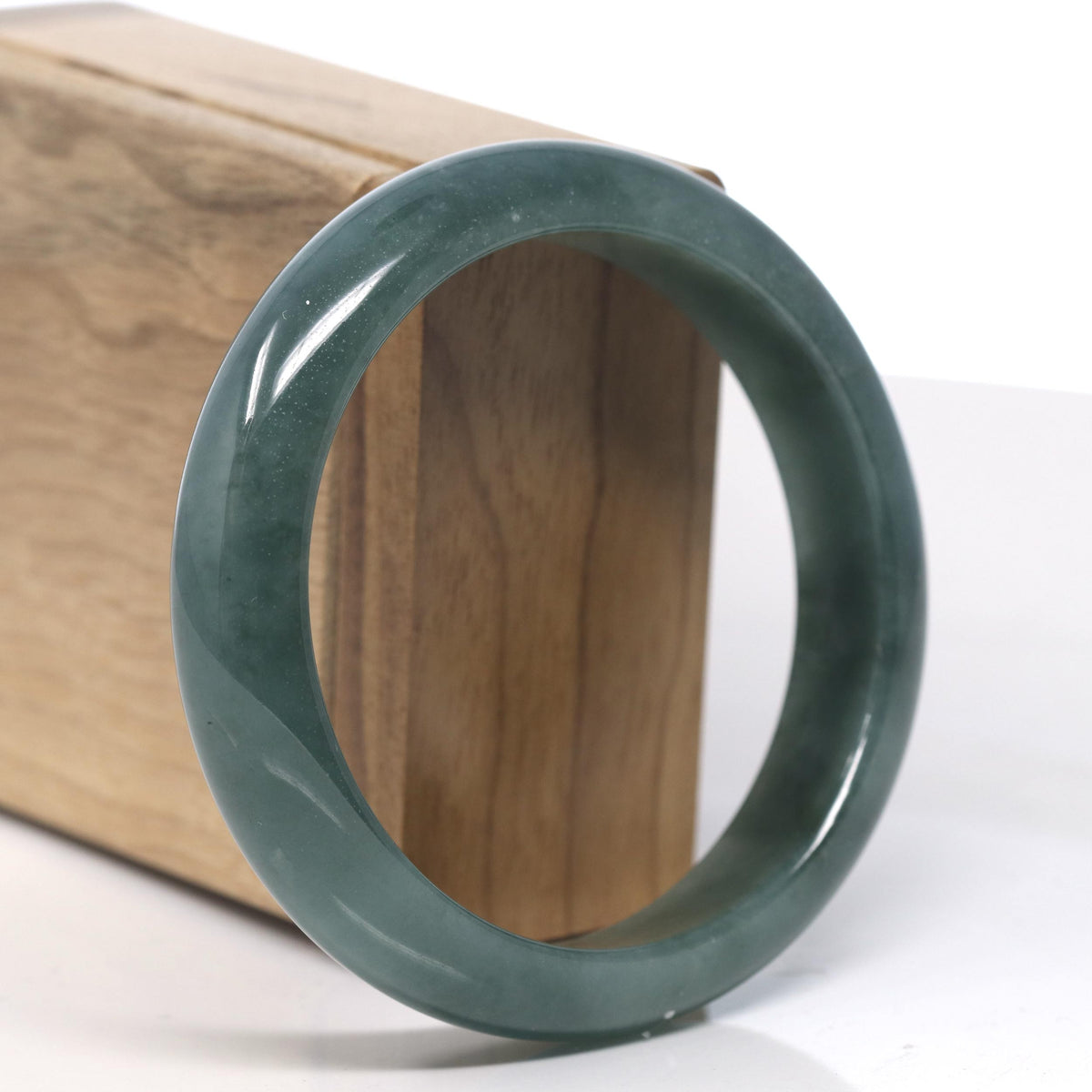 Deep Oil-Green Jade Bangle Bracelet (59.7mm) #TT012