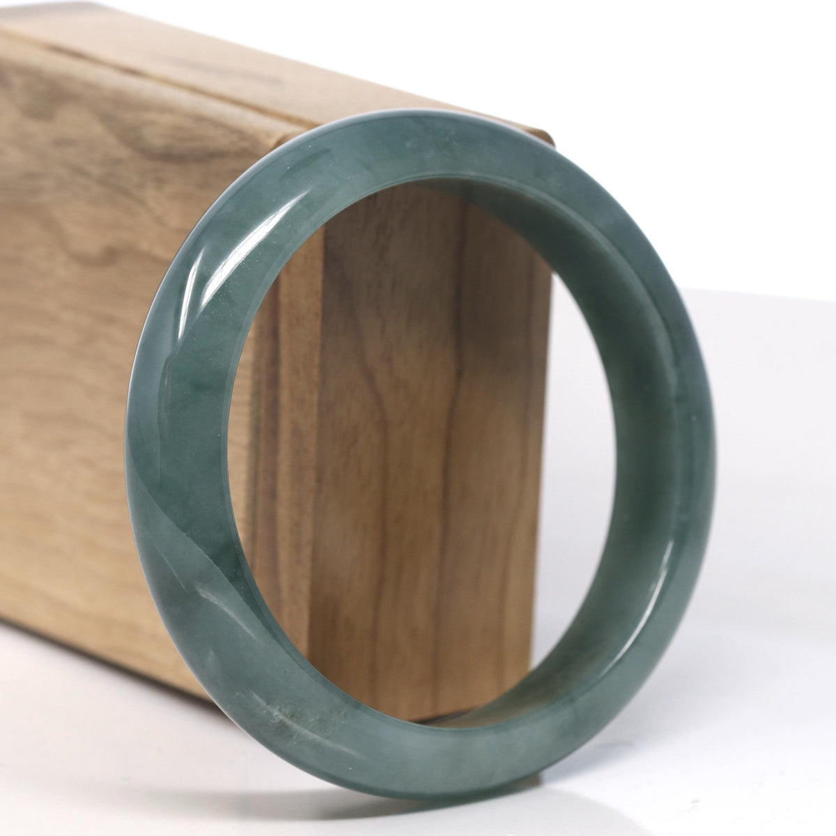 Deep Oil-Green Jade Bangle Bracelet (59.7mm) #TT012